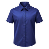 Lilax Boys Classic Short Sleeve Button Down Casual Solid Dress Shirt