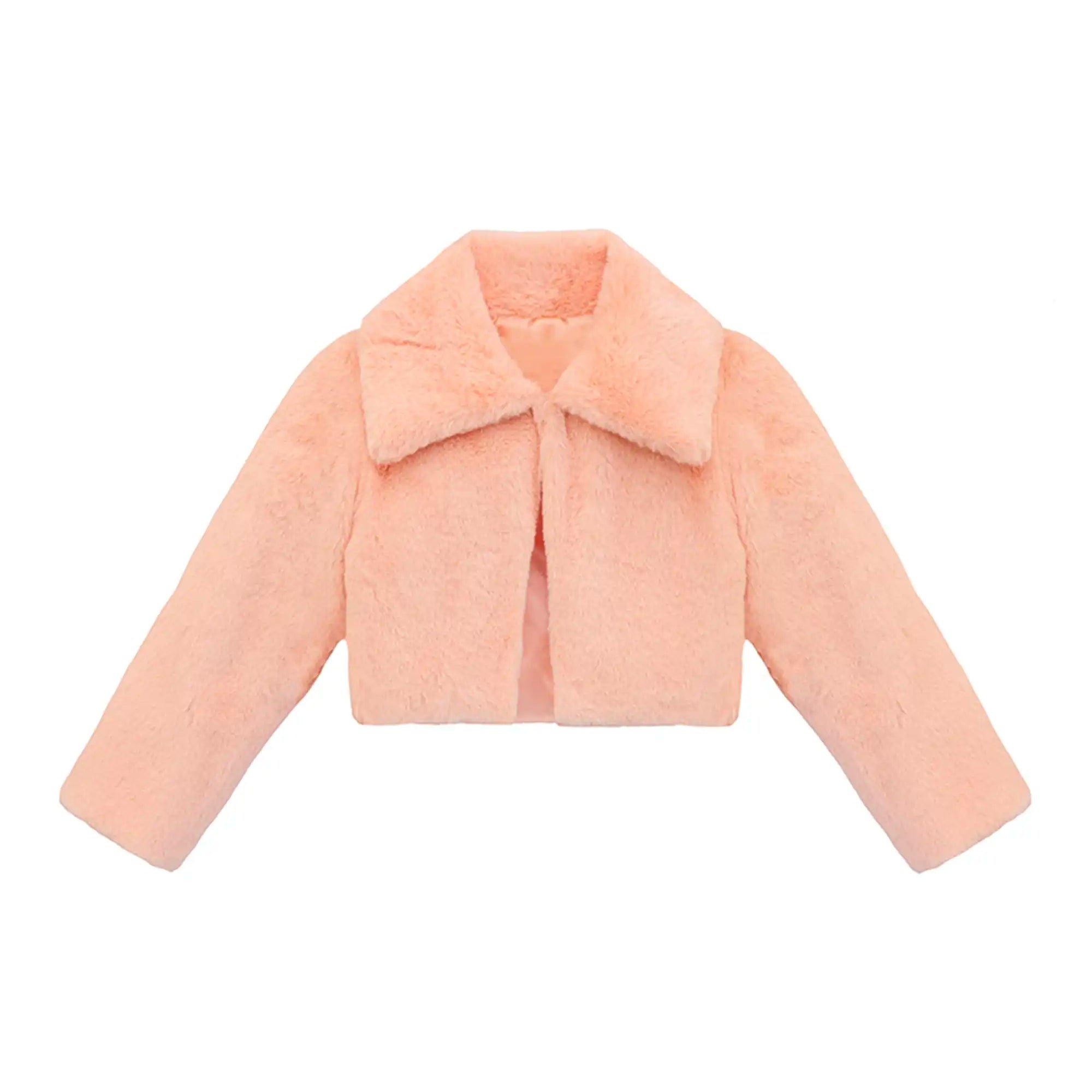 Girls Faux Fur Shrug Jacket Tied Ribbon Cozy Bolero