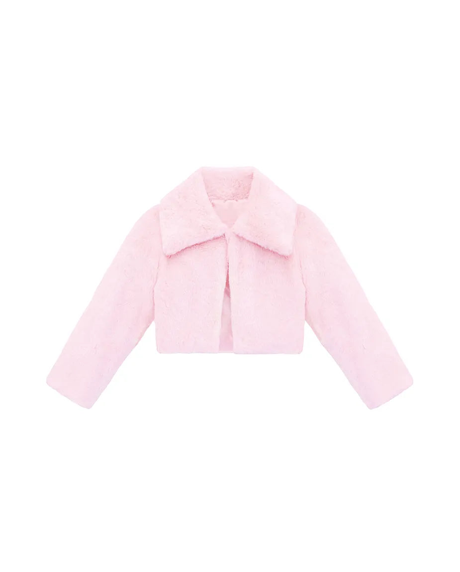 Girls Buttoned Oversize Collared Bolero Shrug