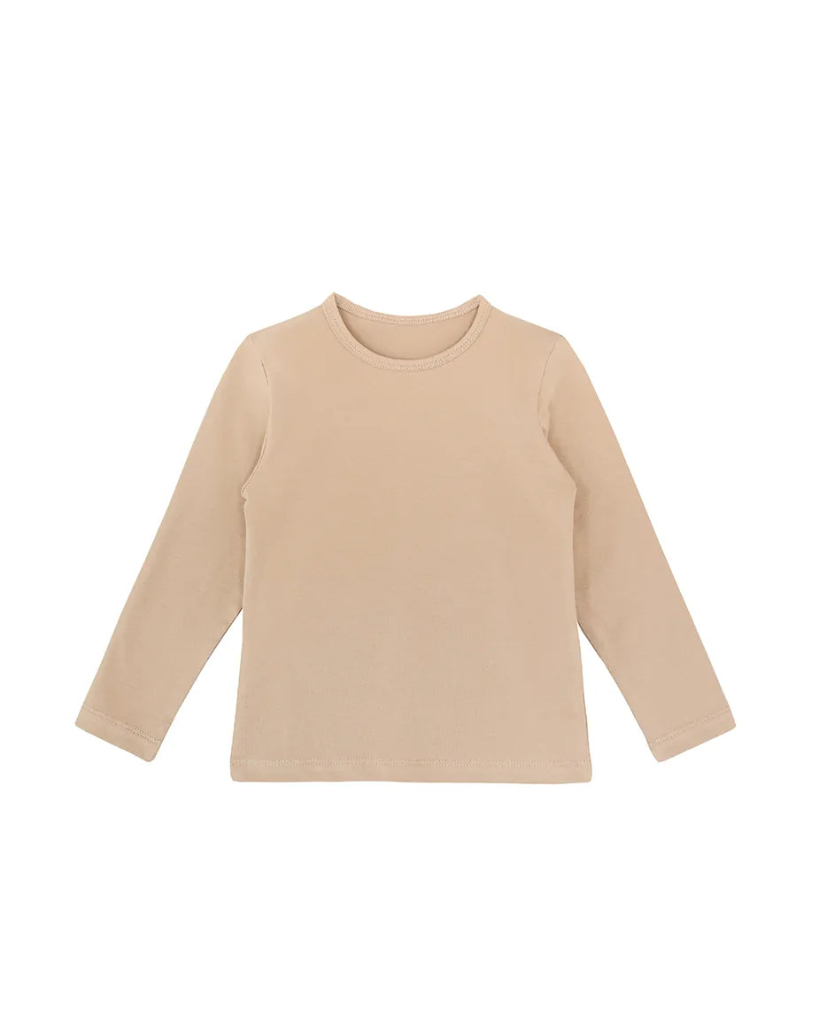 Toddler Cotton Long Sleeve Basic Crewneck T-Shirt