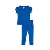 Girls' Basic Short Puff Sleeve Cotton T-Shirt and Leggings Set