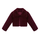 Girls Faux Fur Shrug Jacket Tied Ribbon Cozy Bolero