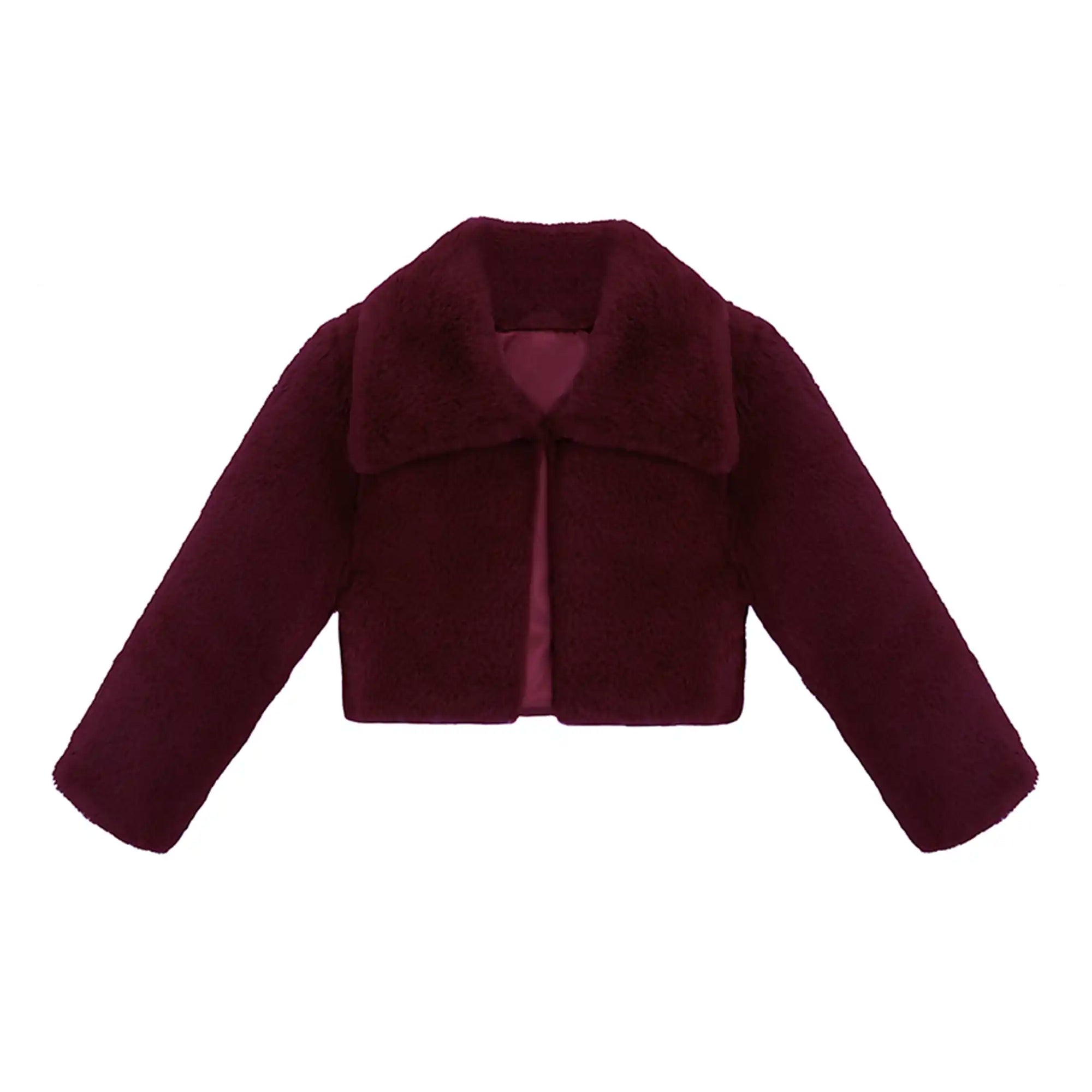 Girls Faux Fur Shrug Jacket Tied Ribbon Cozy Bolero