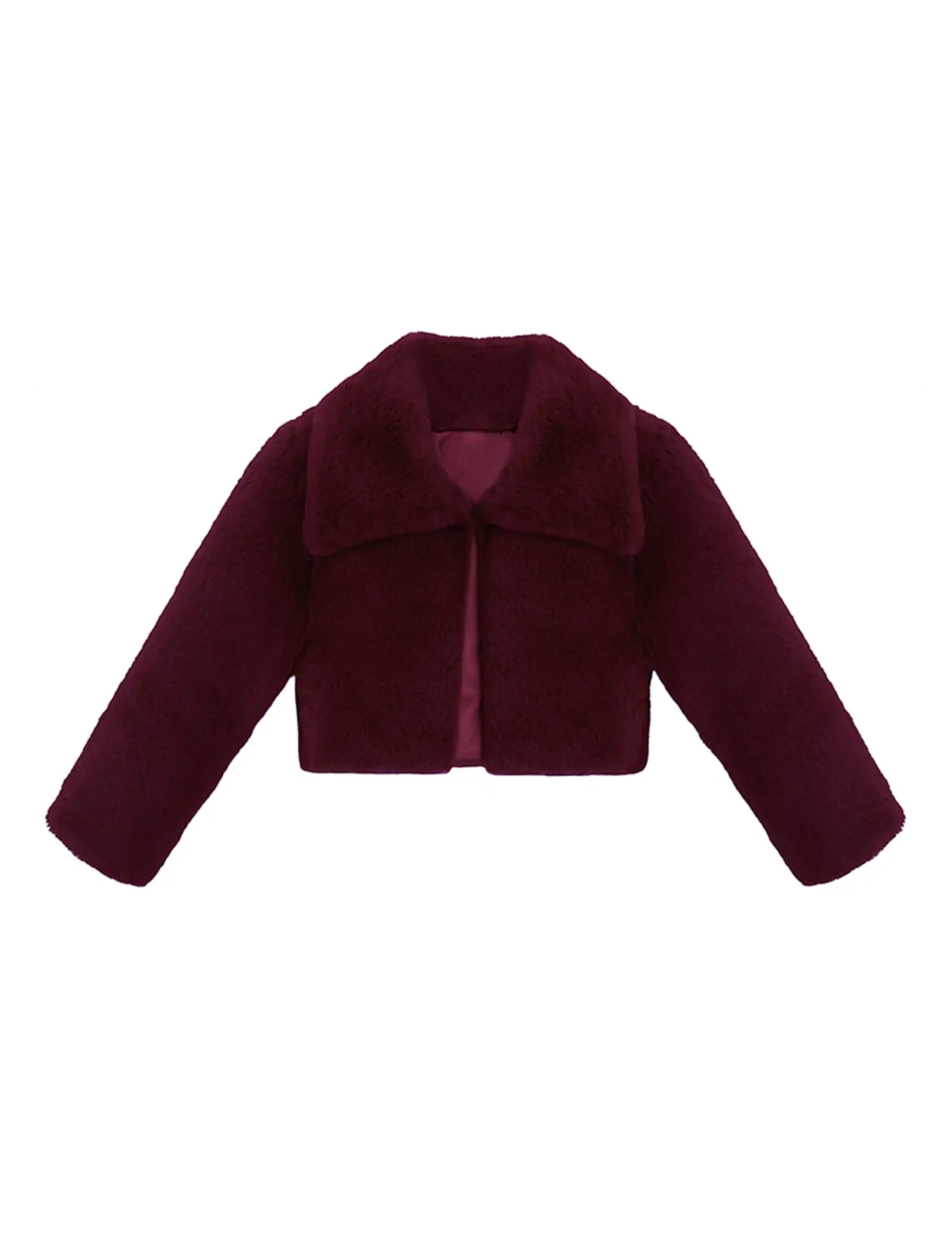 Girls Faux Fur Shrug Jacket Tied Ribbon Cozy Bolero