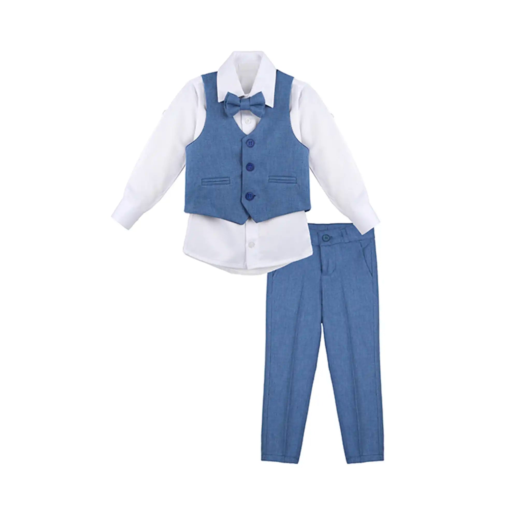 Boys Formal Suit 4 Piece Vest, Pants and Tie Dresswear Suit Set