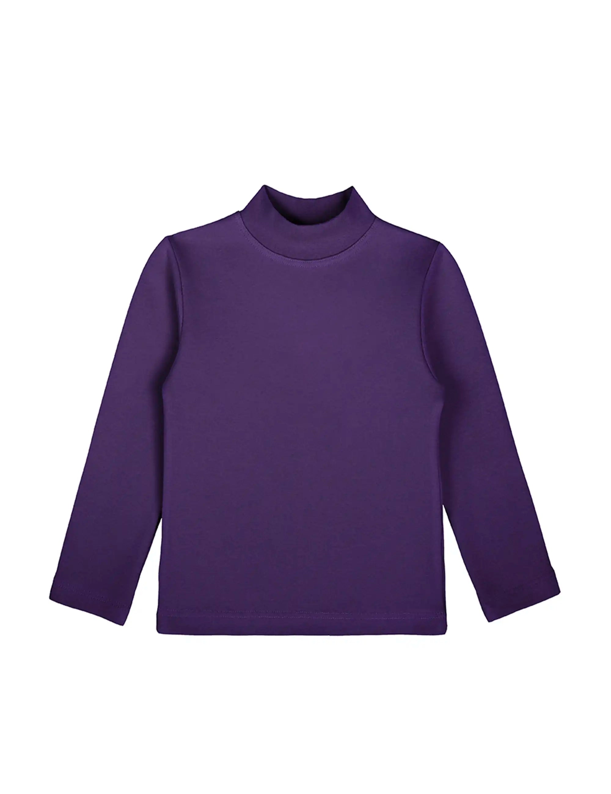 Girls' Basic Mock Turtleneck Long Sleeve Cotton Solid T-Shirt