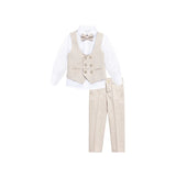 Boys 4-Piece Slim Fit Textured Suit Set