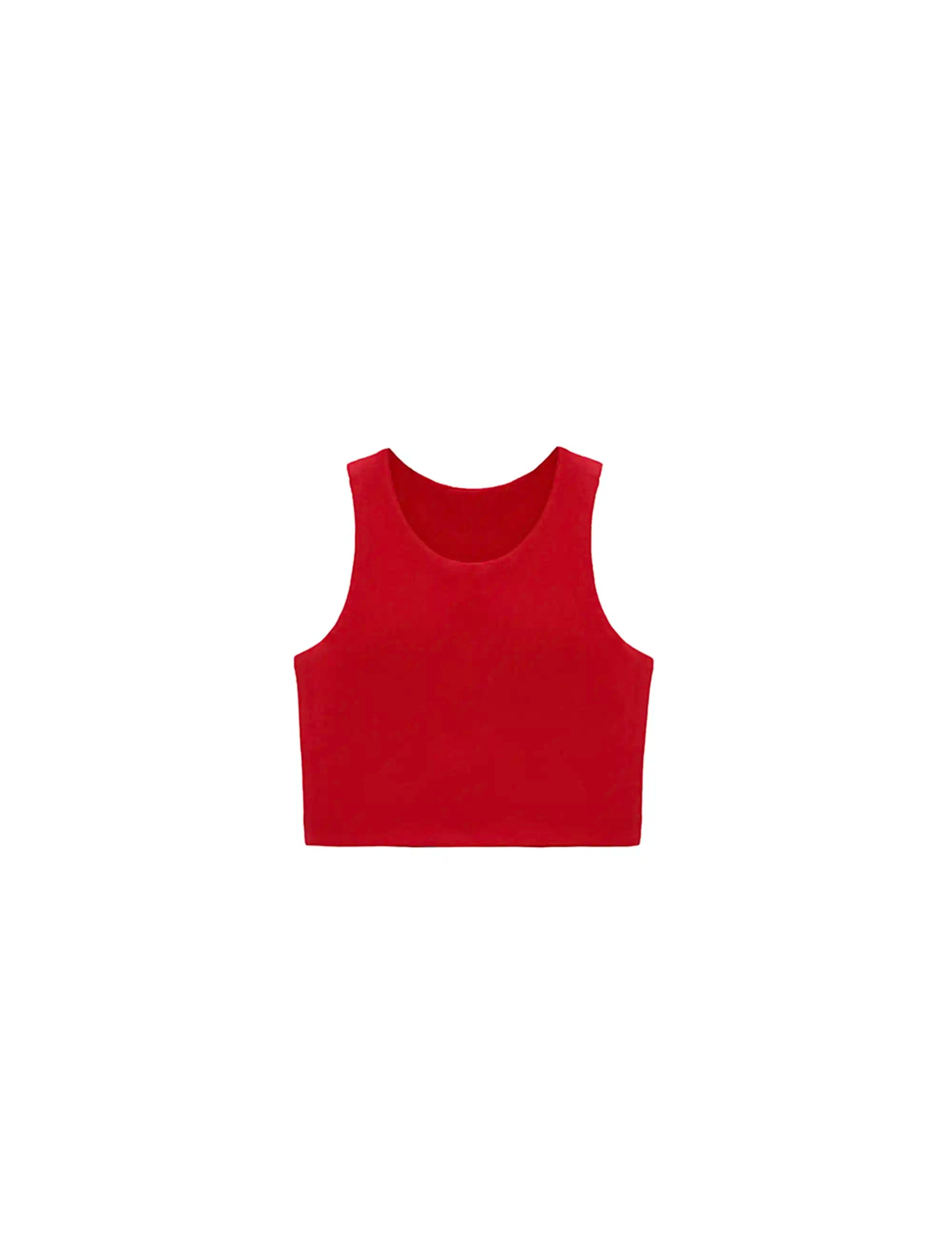 Girls' Double Lined Sleeveless Basic Crop Tank Top