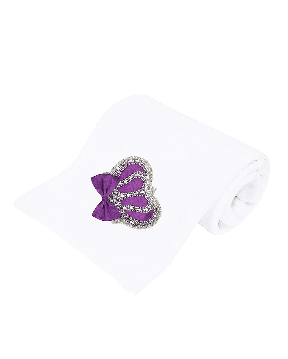 Baby Soft Cotton Jeweled Crown Swaddle Receiving Blanket
