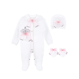 Newborn Baby 3-Piece Cotton Jeweled Layette Set