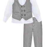 Toddler & Youth Boys 4 Piece Formal Suit Set V-Neck Vest White Dress Shirt Dress Pants and Bowtie 1-5 Years
