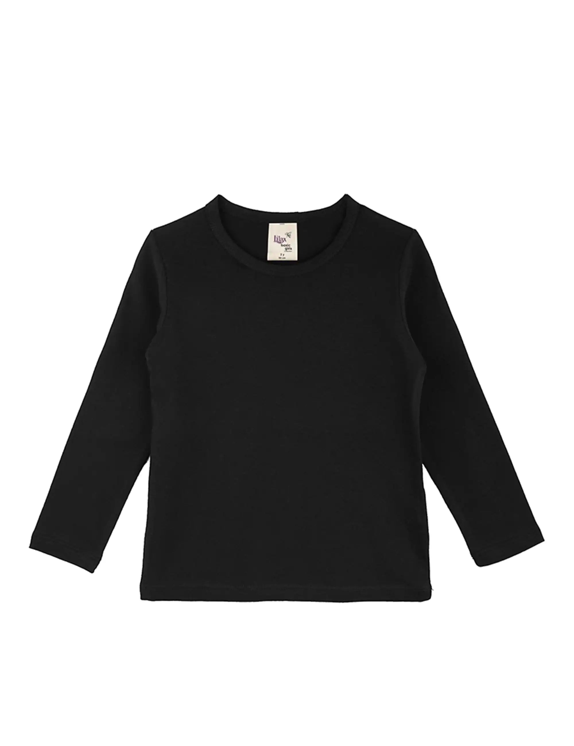 Lilax Girls' Basic Long Sleeve Round Neck Cotton T-Shirt