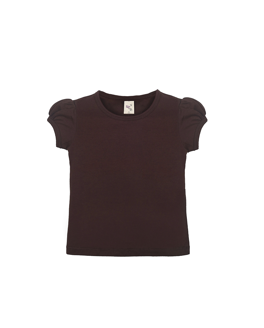 Big Girls Cotton Puff Sleeve Solid Crewneck T-Shirt