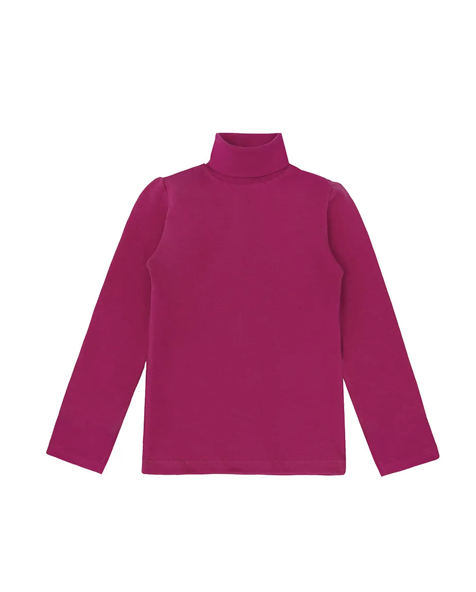 Little Girls Cotton Long Sleeve Basic Turtleneck T-Shirt