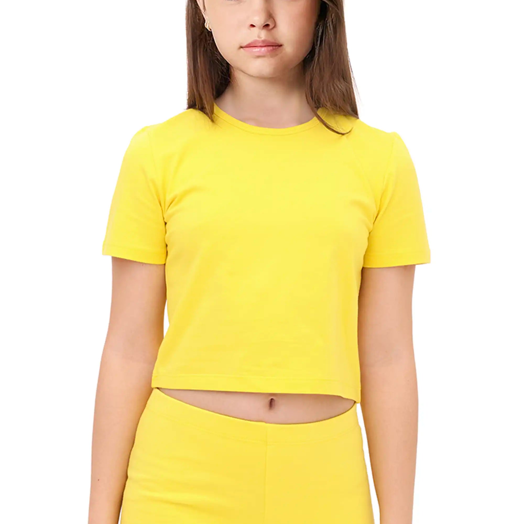 Girls Short Sleeve Crewneck Crop Top Tee
