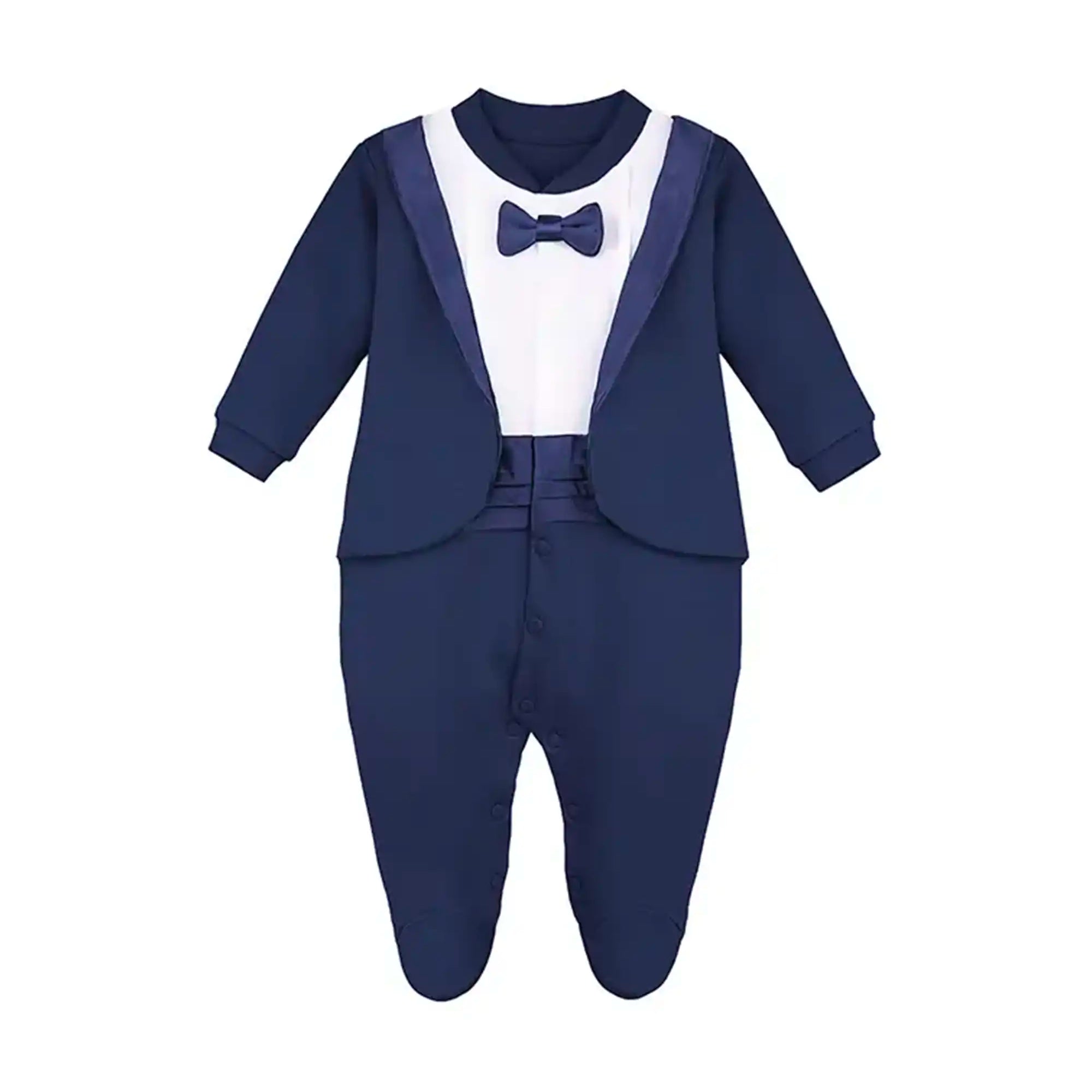 Baby Boy Footie Tuxedo Outfit with Bow Tie for Christmas Holidays - The Perfect Gentleman Look