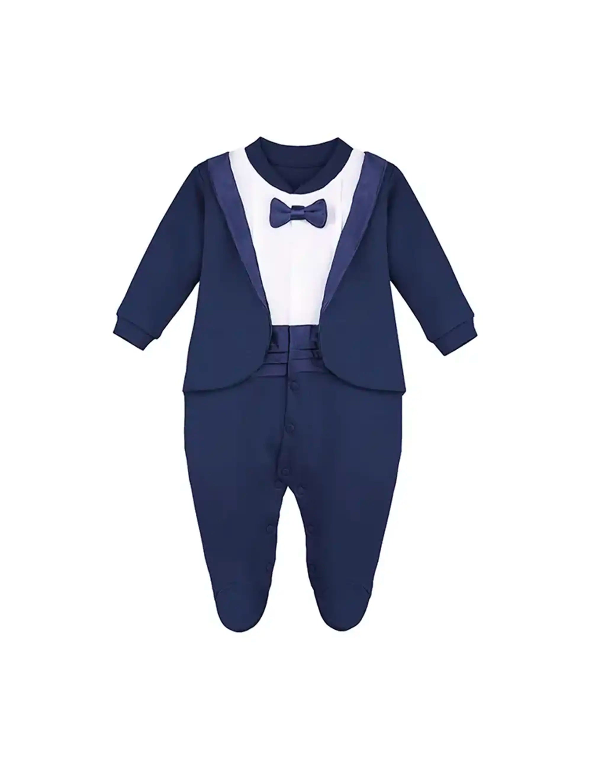 Baby Boy Footie Tuxedo Outfit with Bow Tie for Christmas Holidays - The Perfect Gentleman Look