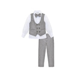 Boys 4-Piece Slim Fit Textured Suit Set