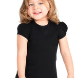 Girls' Basic Short Puff Sleeve Round Neck Cotton T-Shirt