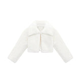 Girls Faux Fur Bolero Oversized Collar Jacket