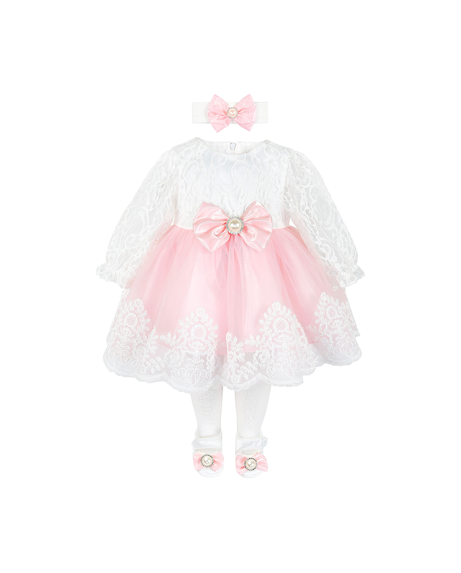 Newborn 6-Piece Lace & Tulle Detail Gown Set