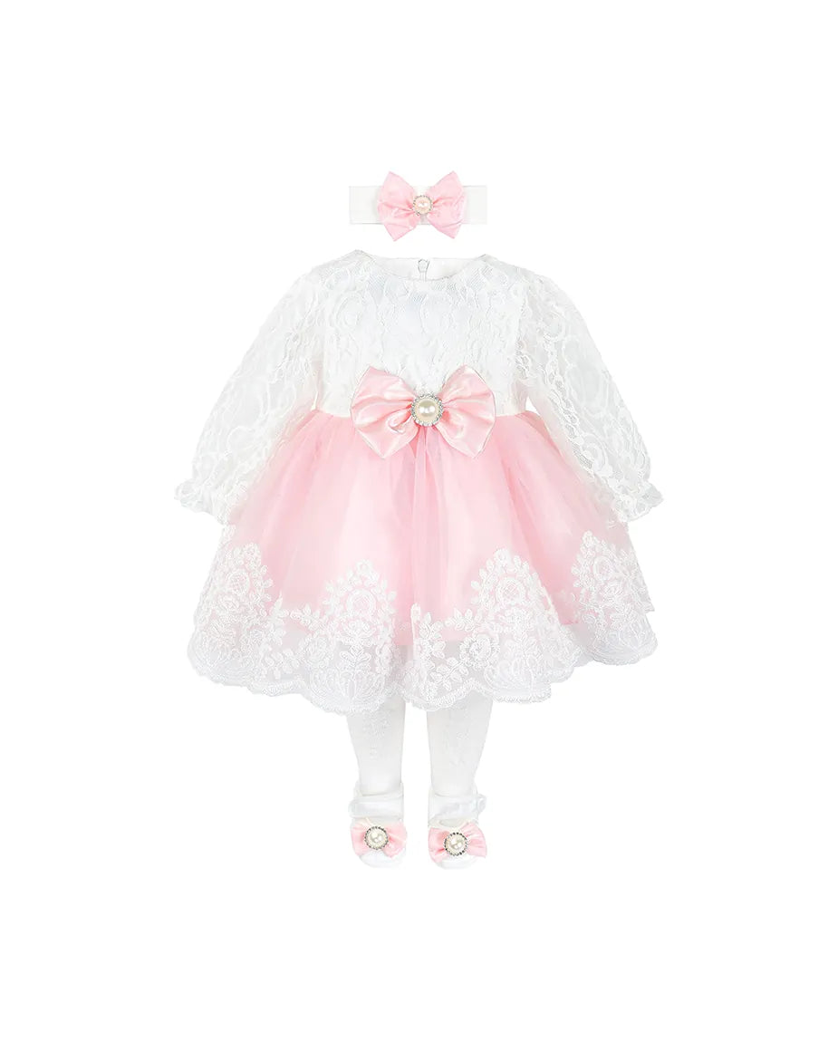 Newborn 6-Piece Lace & Tulle Detail Gown Set