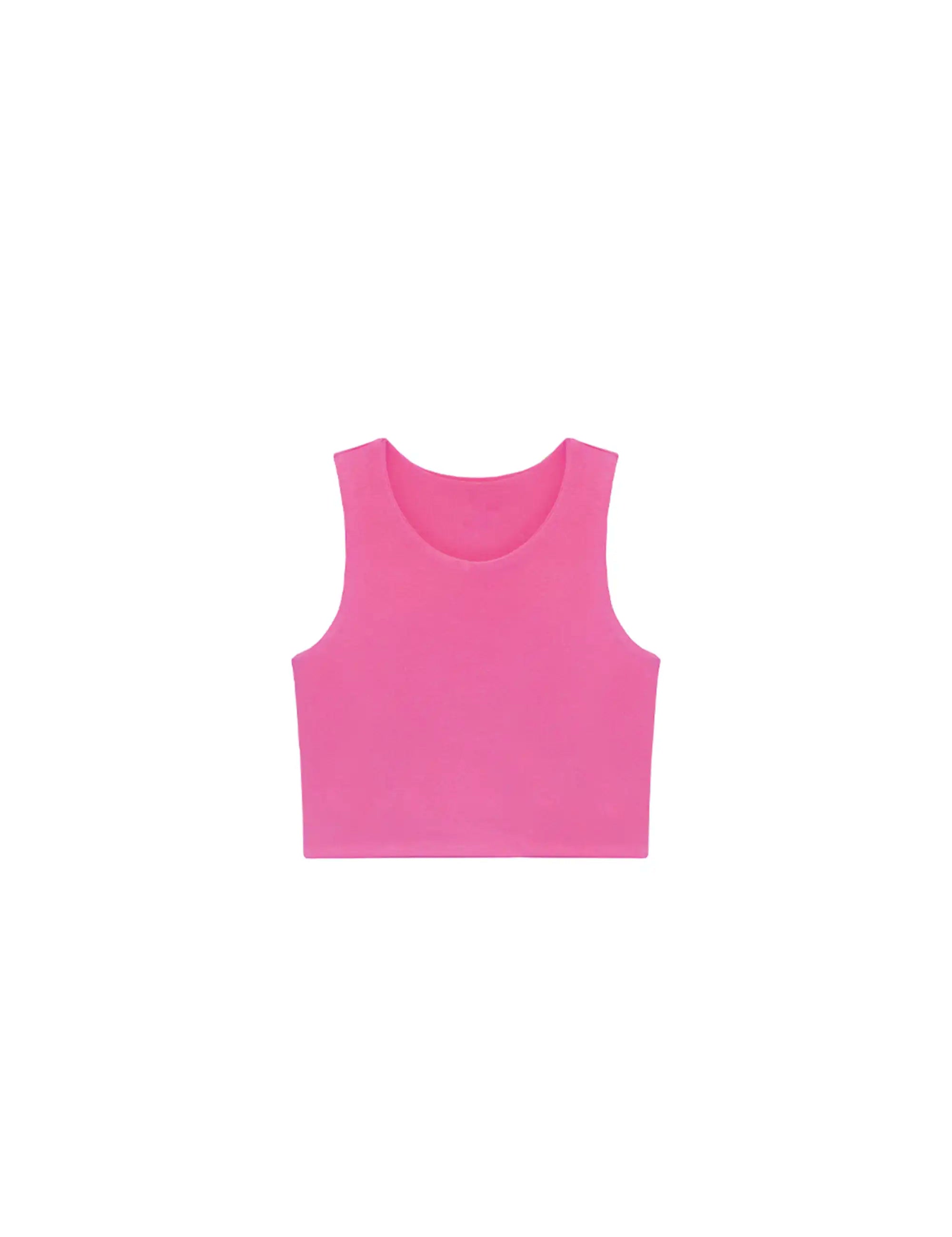 Girls' Double Lined Sleeveless Basic Crop Tank Top
