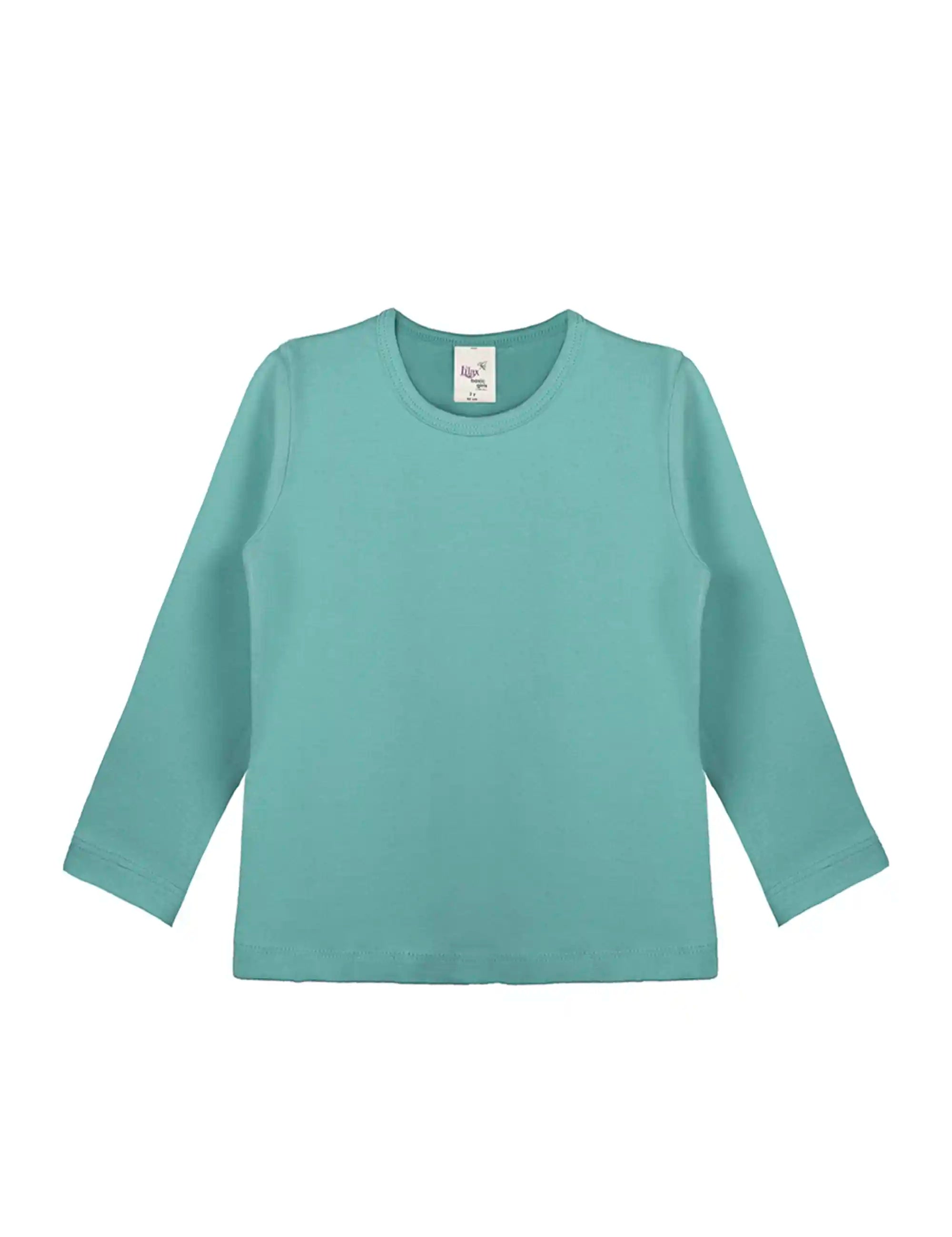 Lilax Girls' Basic Long Sleeve Round Neck Cotton T-Shirt