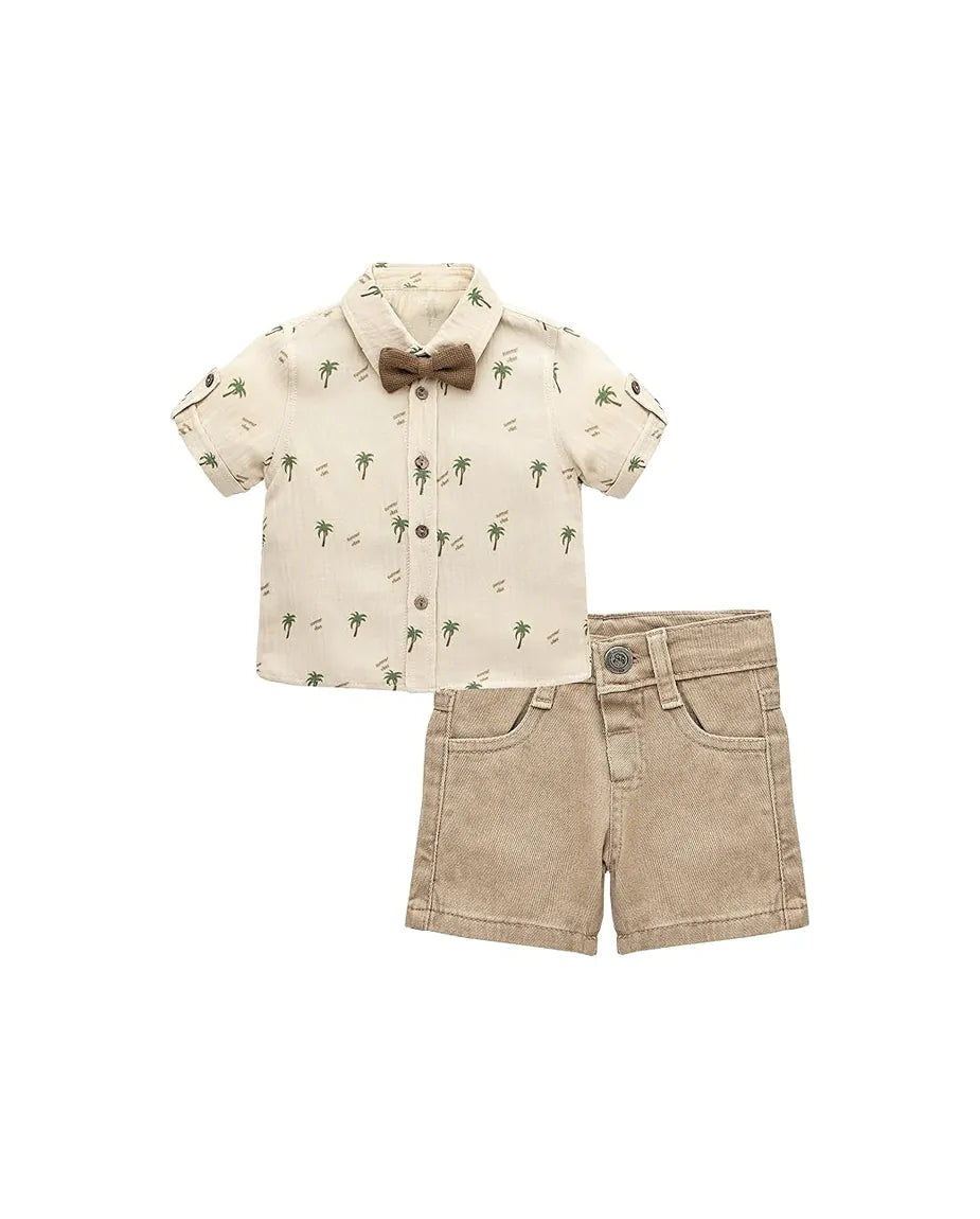 Baby 2-Piece Tropical Button-Down Shirt & Short Set