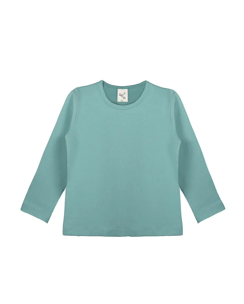 Toddler Cotton Long Sleeve Basic Crewneck T-Shirt