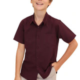 Boys' Button Down Shirt Solid Short Sleeve Classic Solid Oxford Dress Shirt