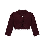 Little Girls' Knit Long Sleeve Button Closure Bolero Cardigan Shrug