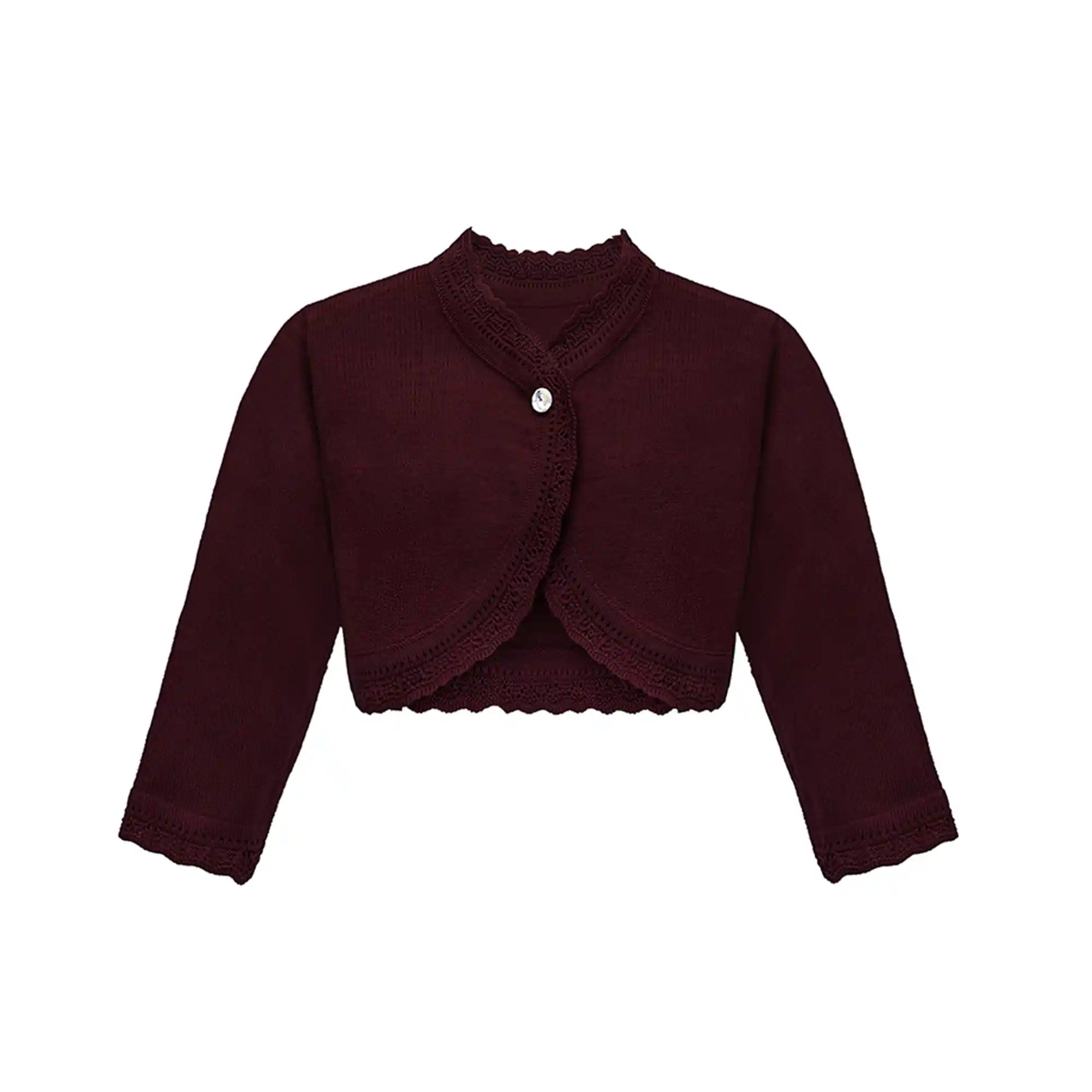 Little Girls' Knit Long Sleeve Button Closure Bolero Cardigan Shrug