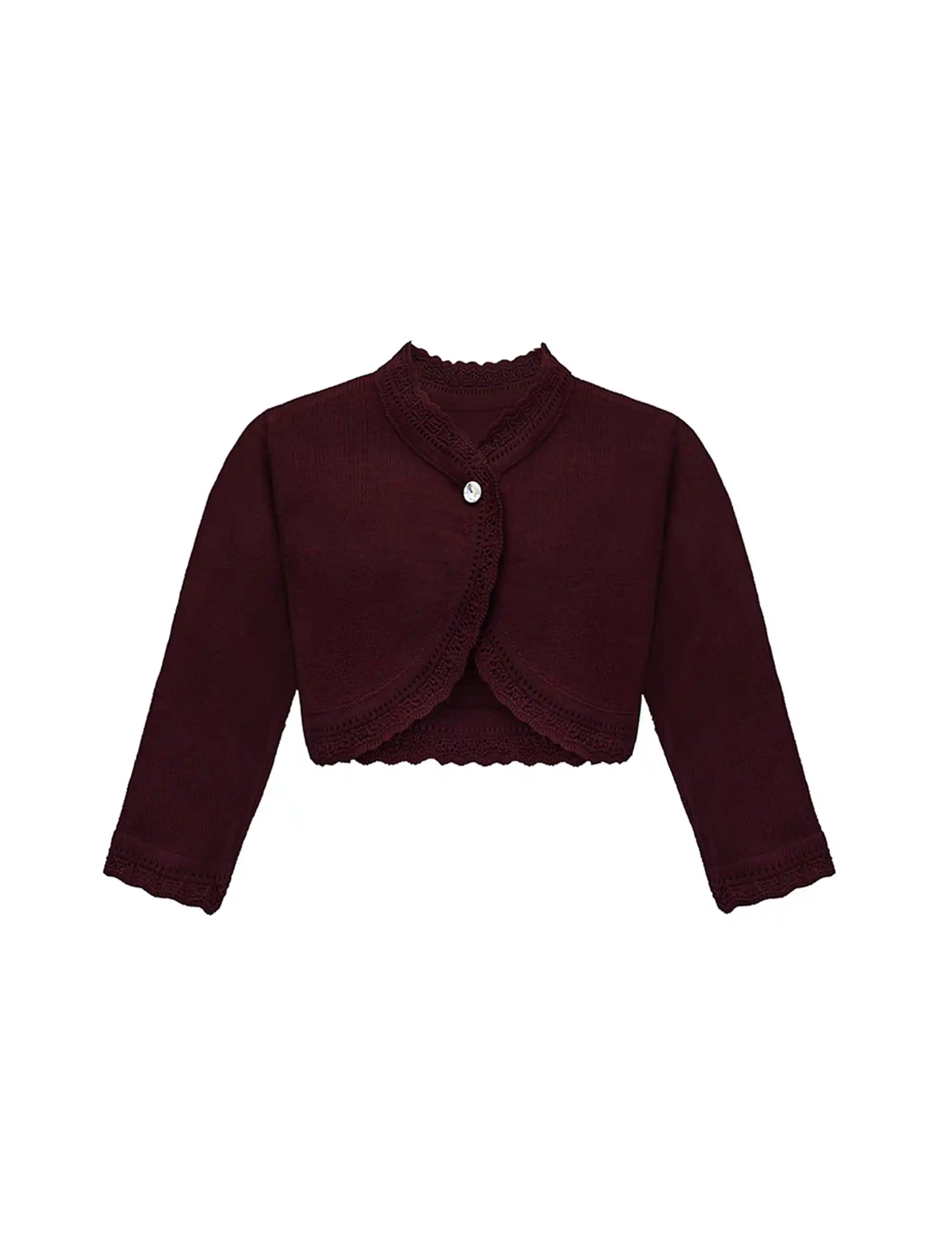 Little Girls' Knit Long Sleeve Button Closure Bolero Cardigan Shrug