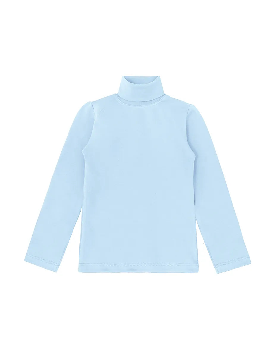 Little Girls Cotton Long Sleeve Basic Turtleneck T-Shirt