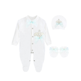 Newborn Baby 3-Piece Cotton Jeweled Layette Set