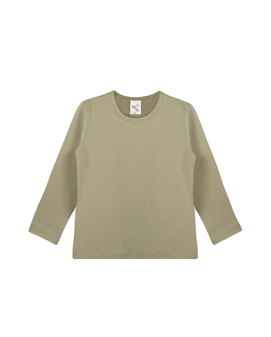 Toddler Cotton Long Sleeve Basic Crewneck T-Shirt