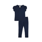 Girls' Basic Short Puff Sleeve Cotton T-Shirt and Leggings Set