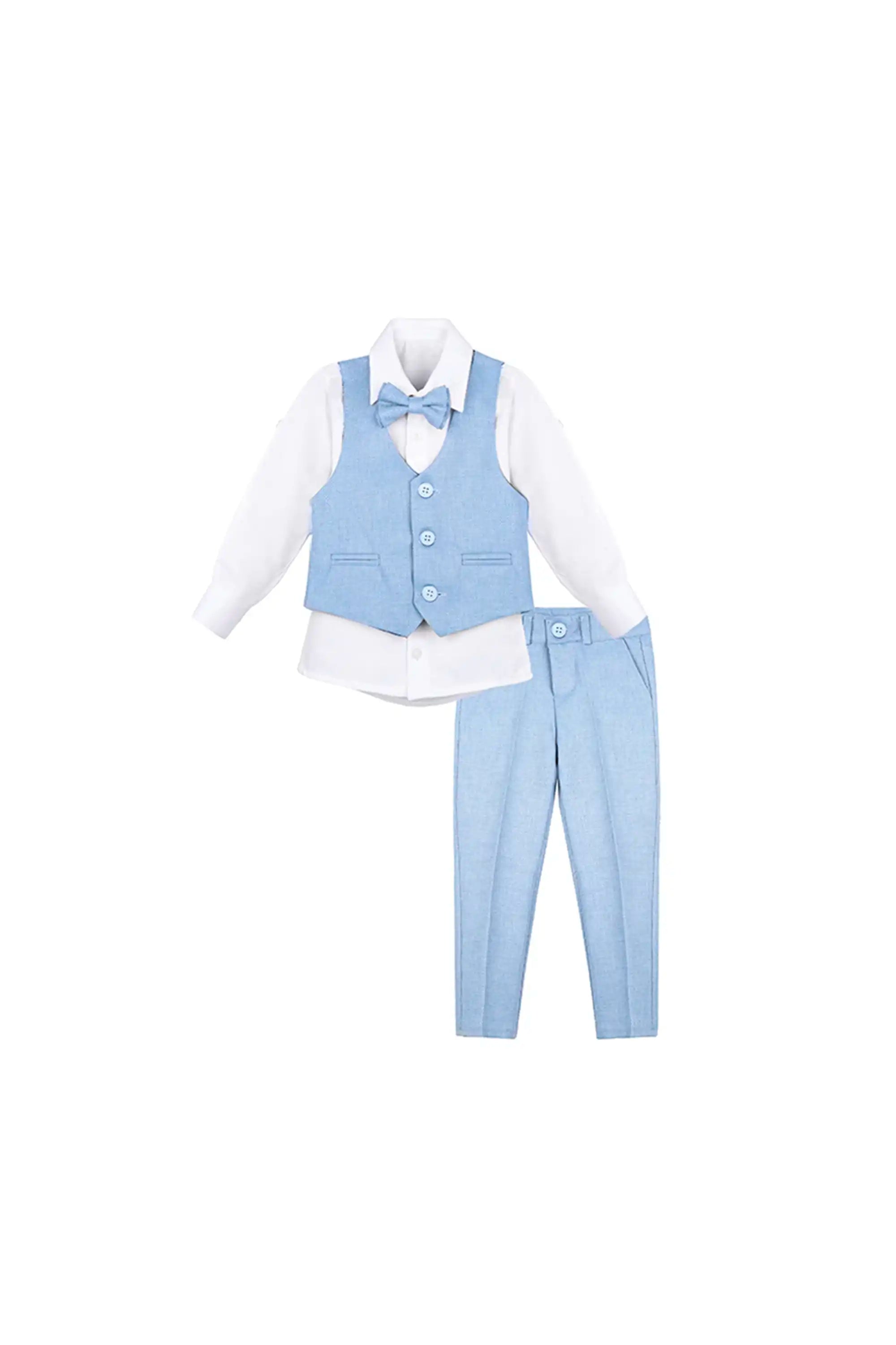 Boys Formal Suit 4 Piece Vest, Pants and Tie Dresswear Suit Set