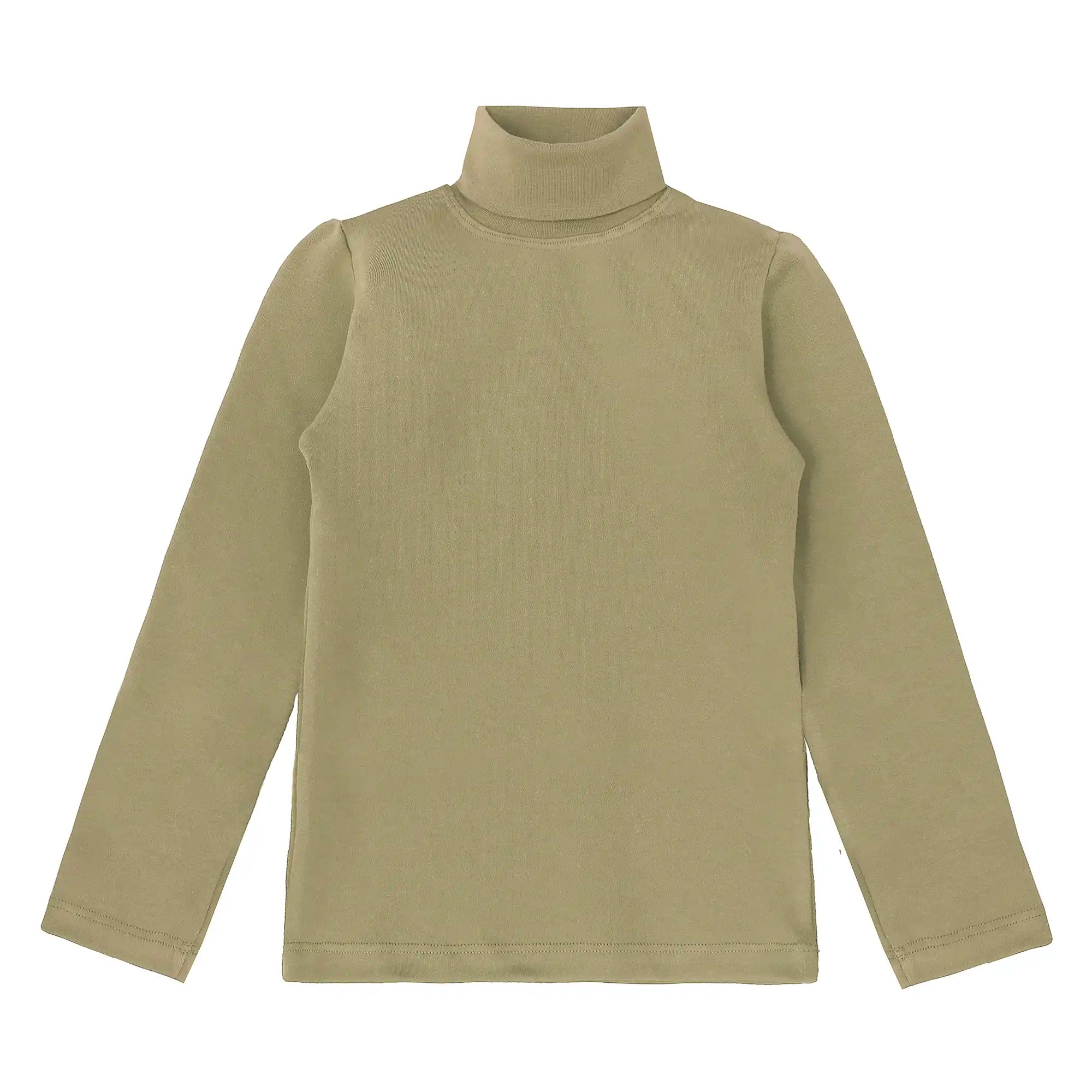 Girls' Basic Long Sleeve Turtleneck Cotton T-Shirt