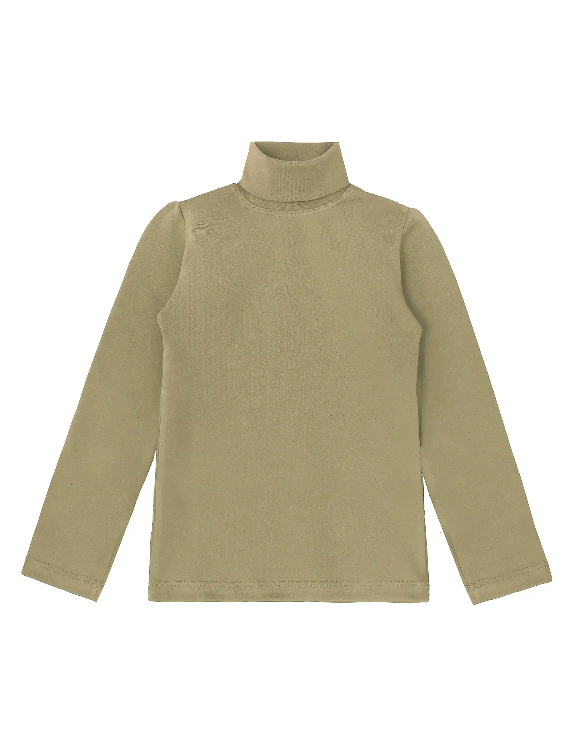 Girls' Basic Long Sleeve Turtleneck Cotton T-Shirt