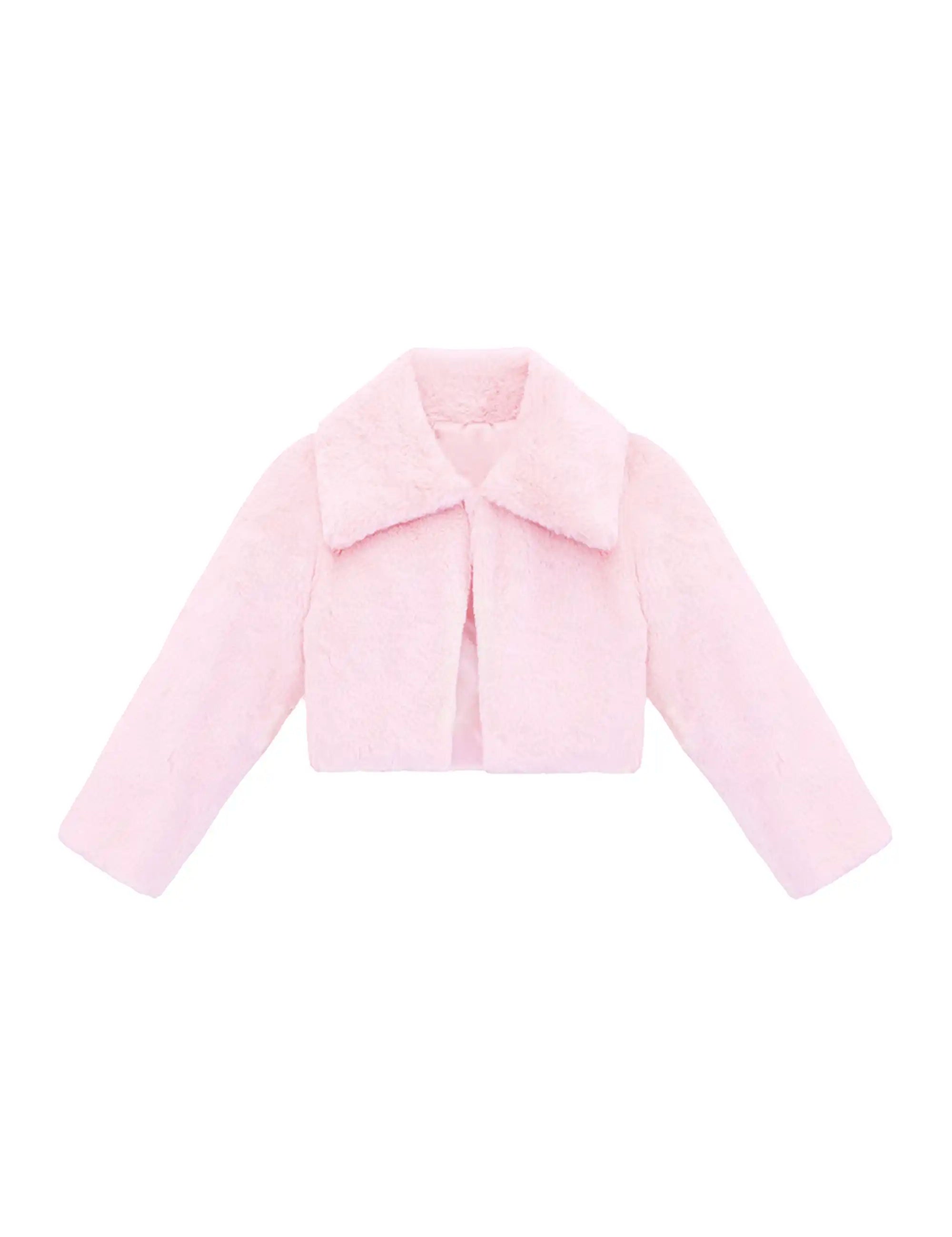 Girls Faux Fur Shrug Jacket Tied Ribbon Cozy Bolero