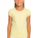 Girls' Basic Short Puff Sleeve Round Neck Cotton T-Shirt