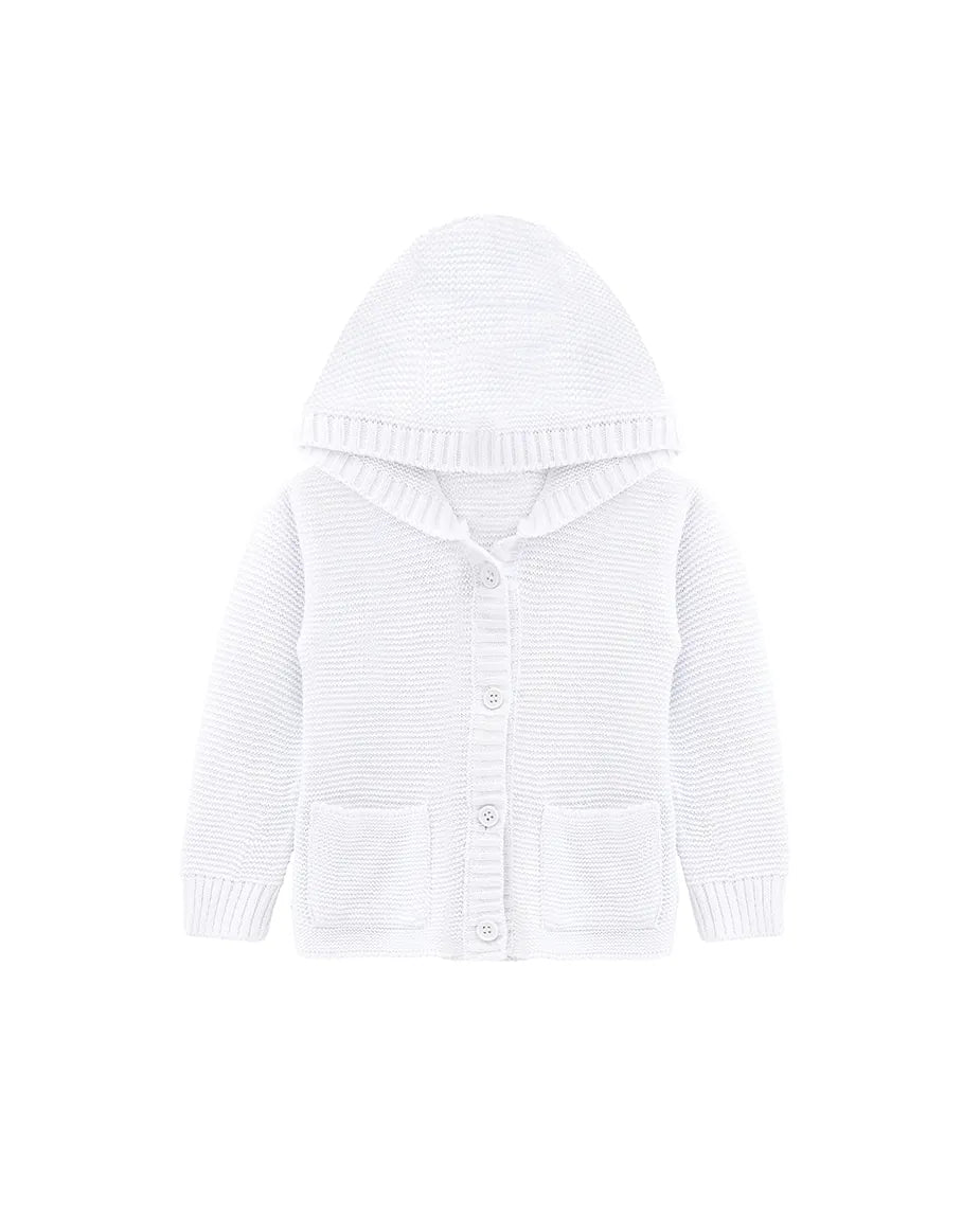Baby Boy Hooded Button Down Knit Cardigan Sweater