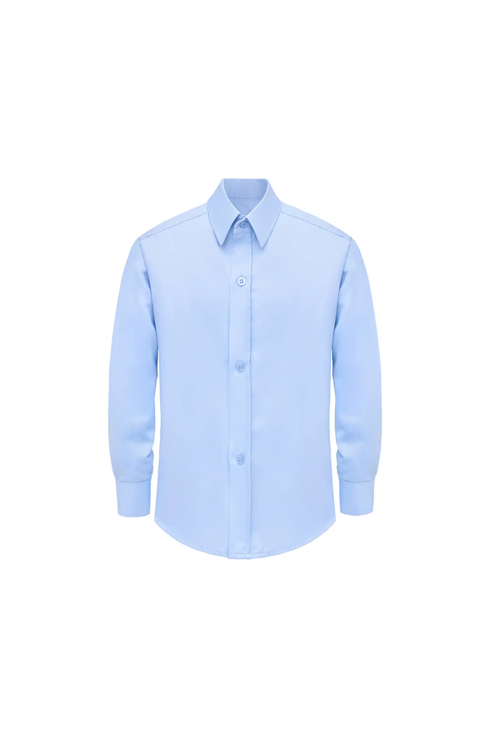Boys' Button Down Shirt Solid Long Sleeve Dress Shirt Blue / 2Y