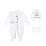 Jeweled Crown Layette Gift Set for Baby Girls: 3 Pieces