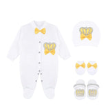 Newborn Baby 4-Piece Cotton Jeweled Layette Gift Set