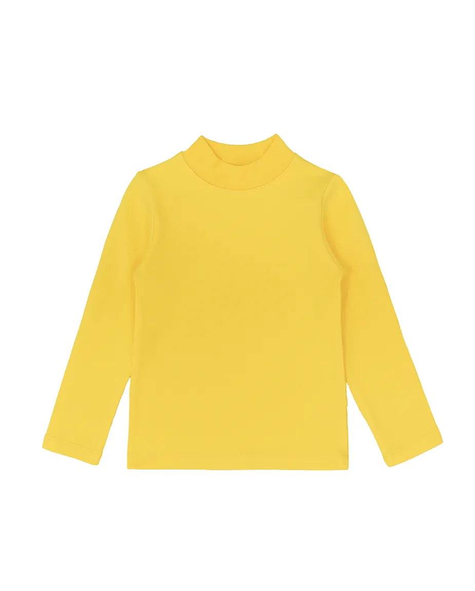 Little Girls Cotton Long Sleeve Basic Mock-Neck T-Shirt