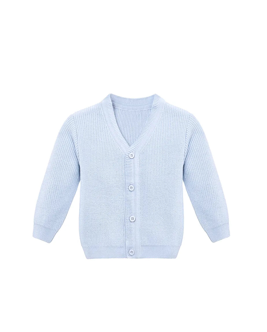 Baby Knit Ribbed V-Neck Button-Down Cardigan Sweater