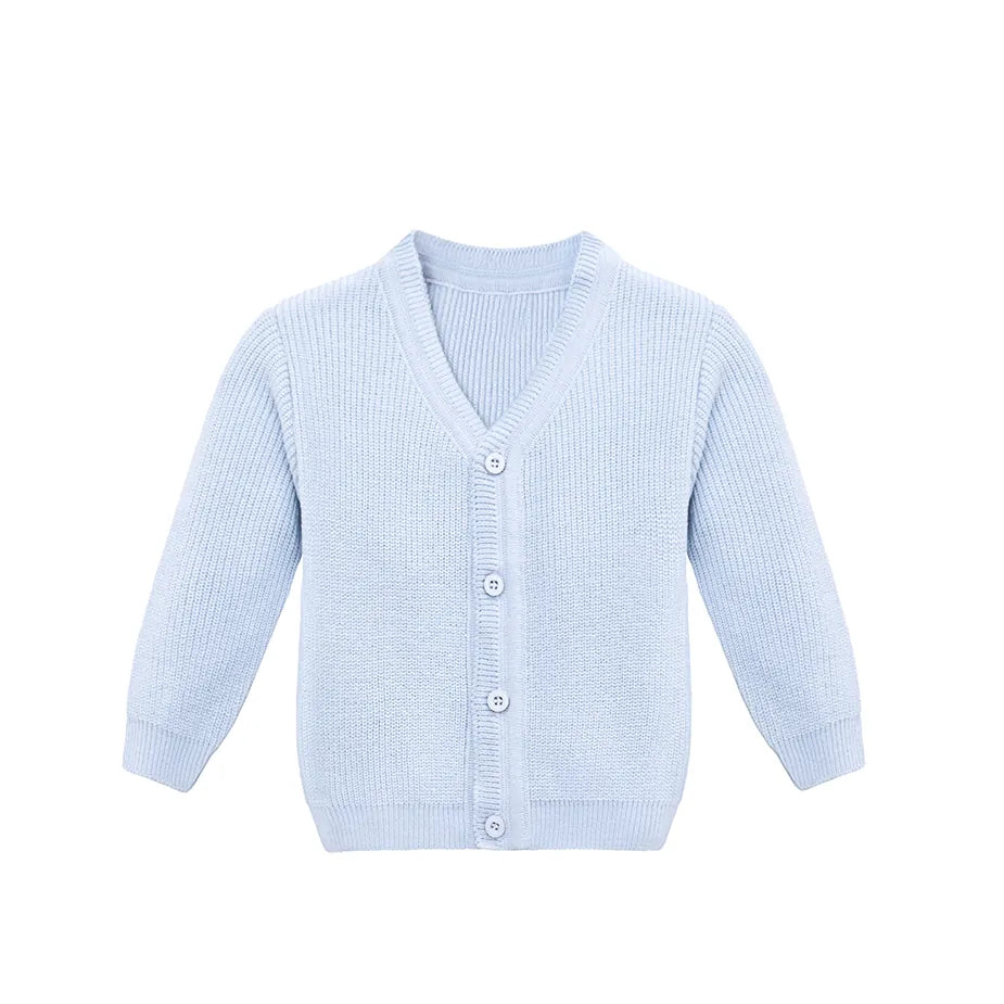 Baby Knit Ribbed V-Neck Button-Down Cardigan Sweater